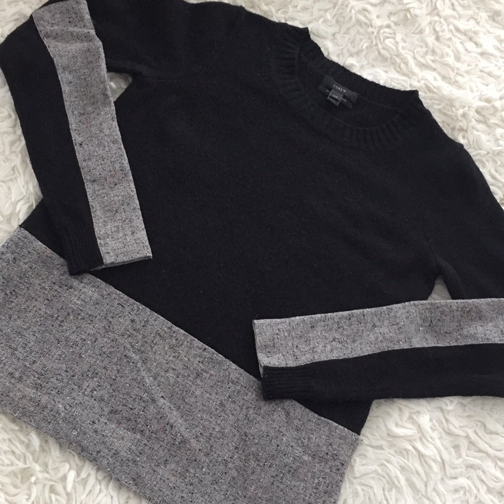 J. Crew Black and Gray Crew Neck Sweater